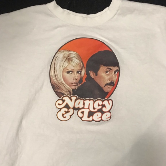 Mens Large White Short Sleeve Nancy Sinatra and Lee Hazlewood Logo Tee Shirt - Picture 3 of 3